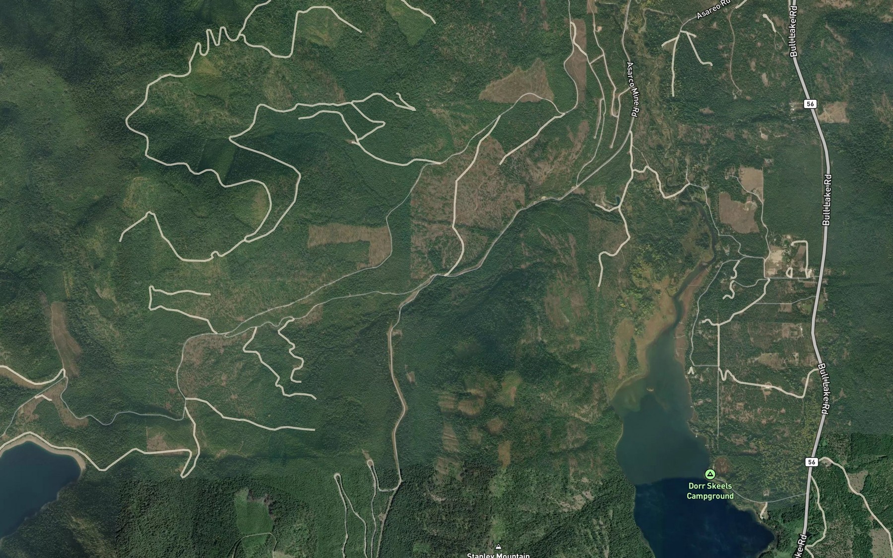 Satellite map of the Thicket Creek