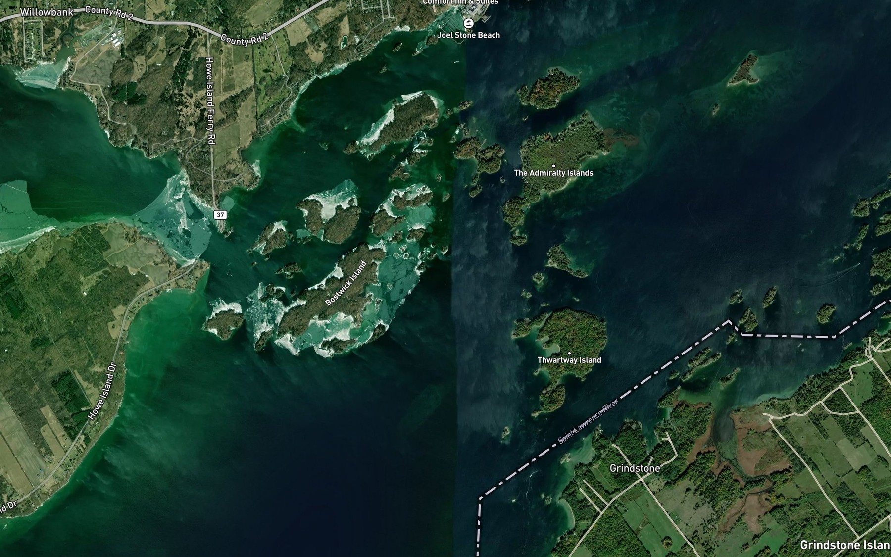 Satellite map of the Halfmoon Bay