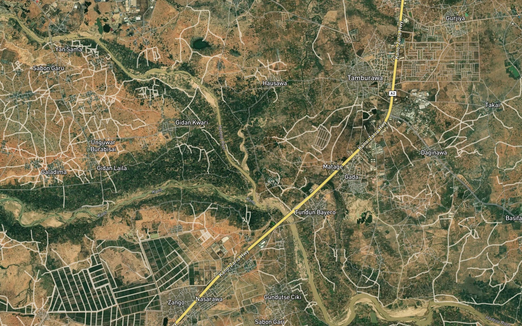 Satellite map of the River Tatsawarki