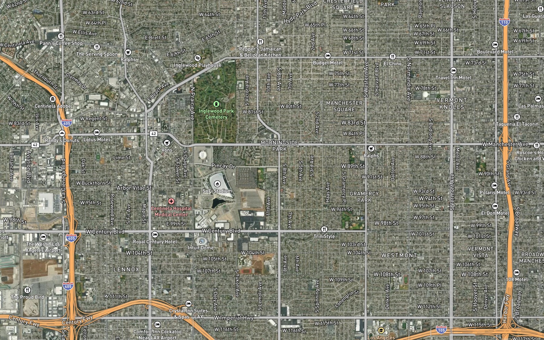 Satellite map of the Morningside Park Reservoir