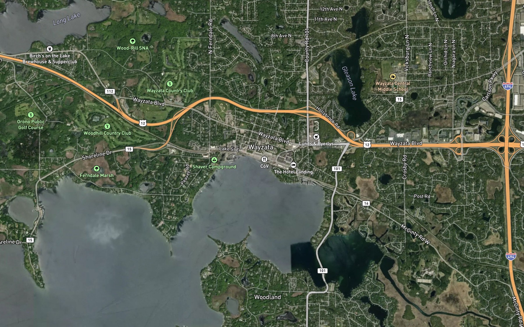 Satellite map of the Broadway Docks