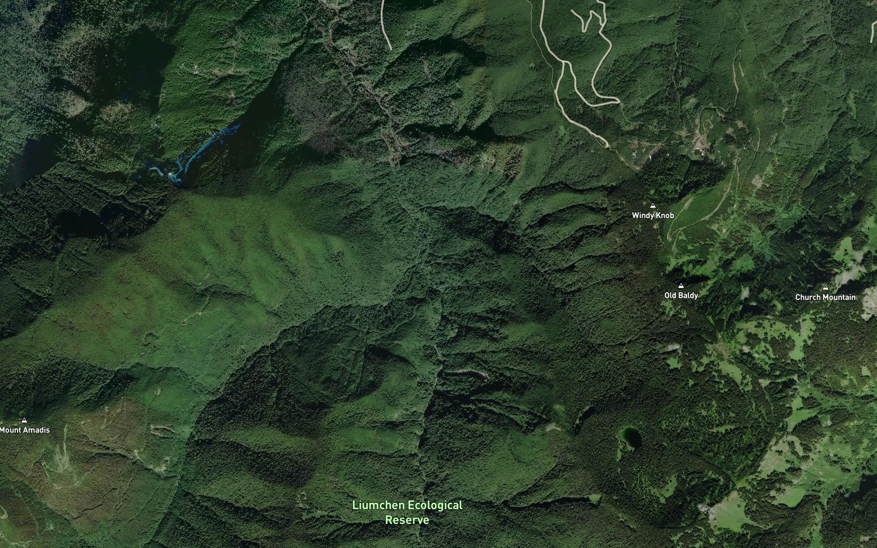 Satellite map of the East Liumchen Creek