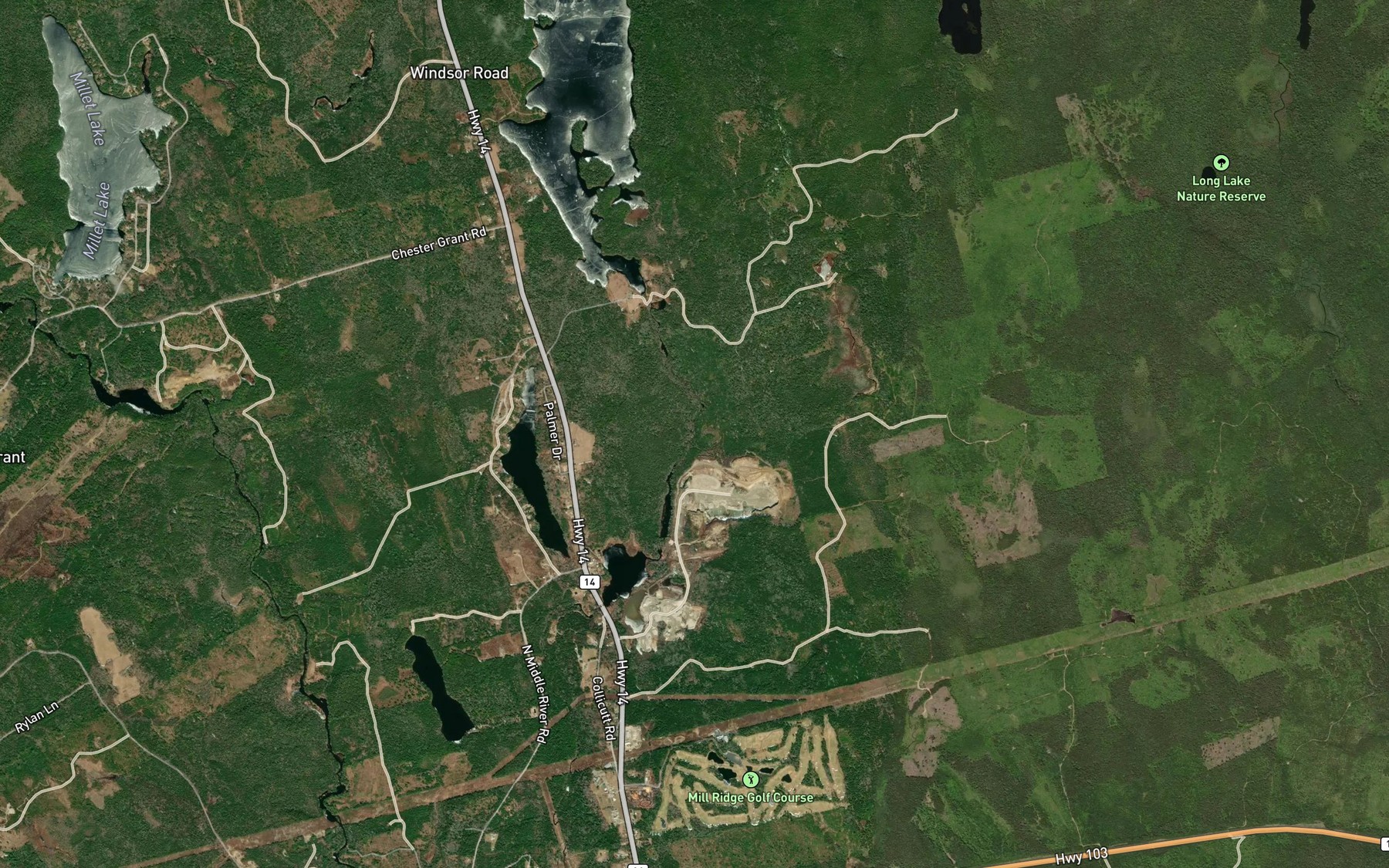 Satellite map of the Pine Trout Hole