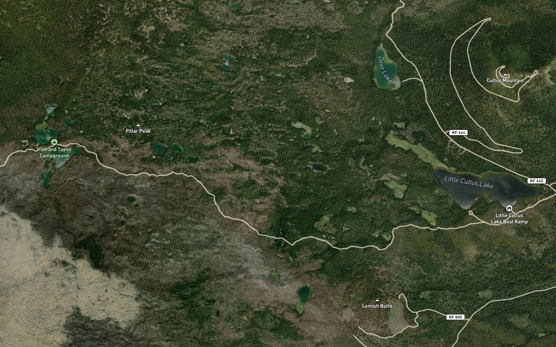 Satellite map of the Lois Lake