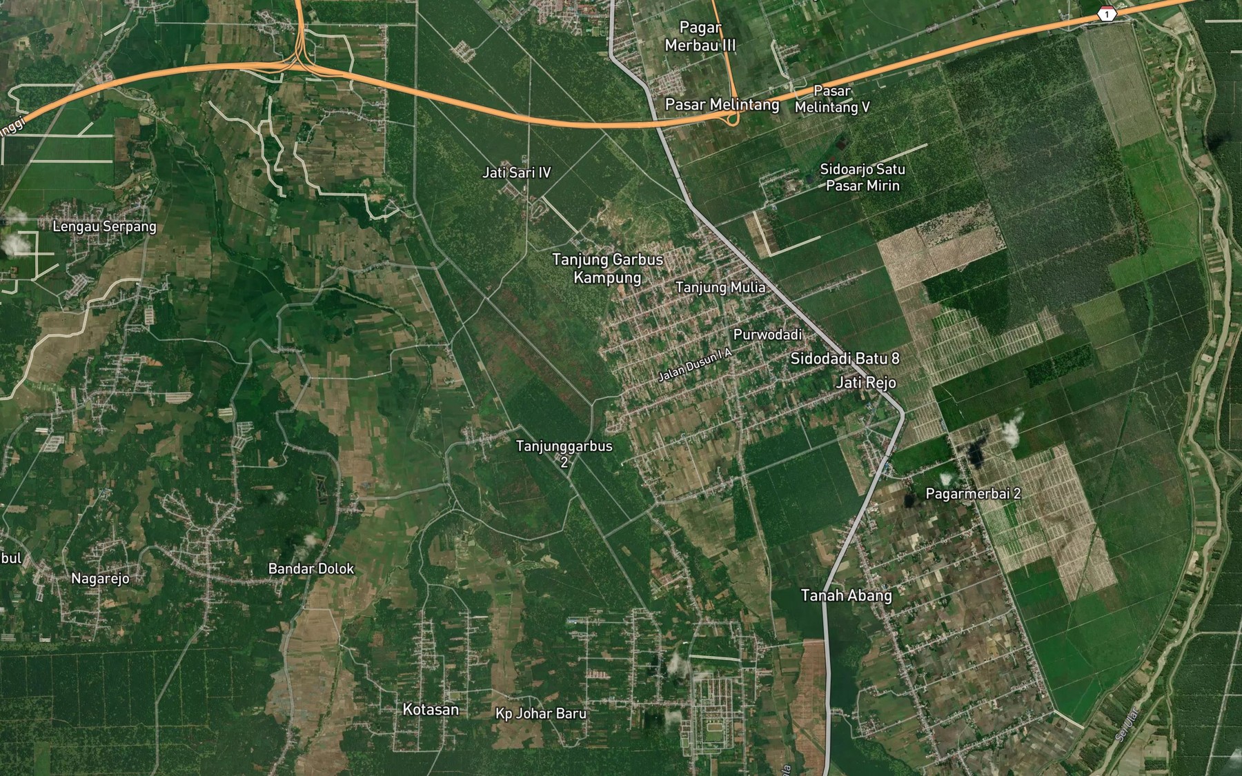 Satellite map of the Sungai Galang