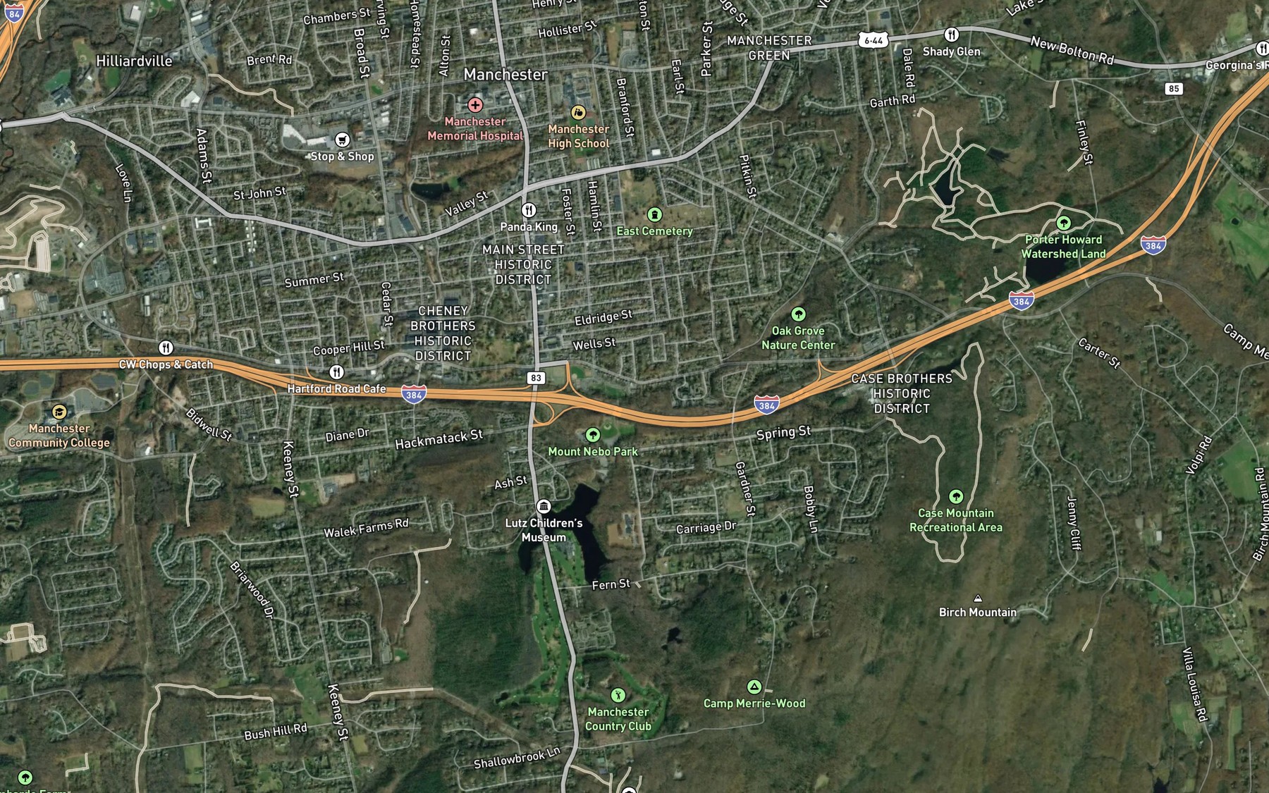 Satellite map of the Porter Brook
