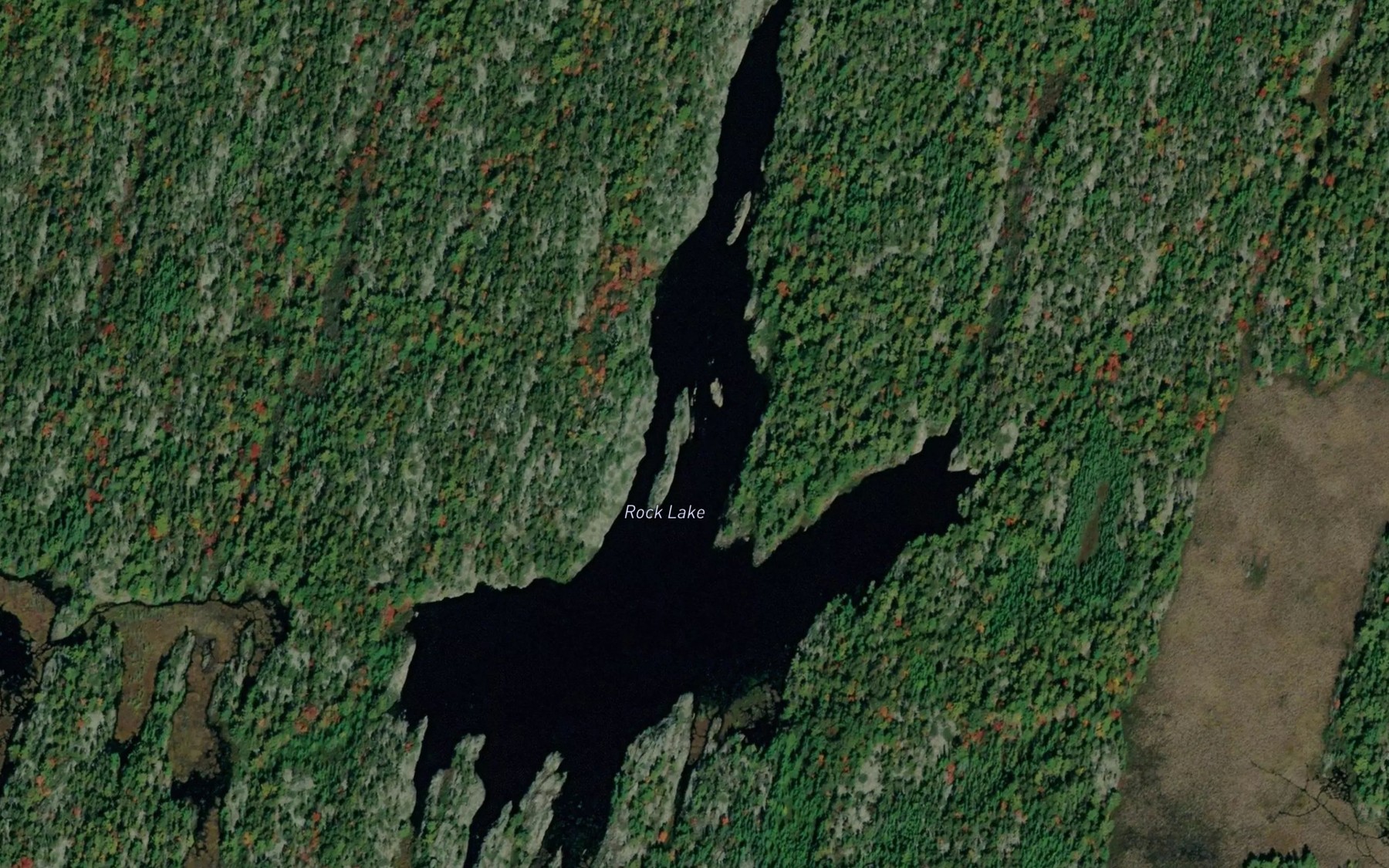 Satellite map of the Rock Lake