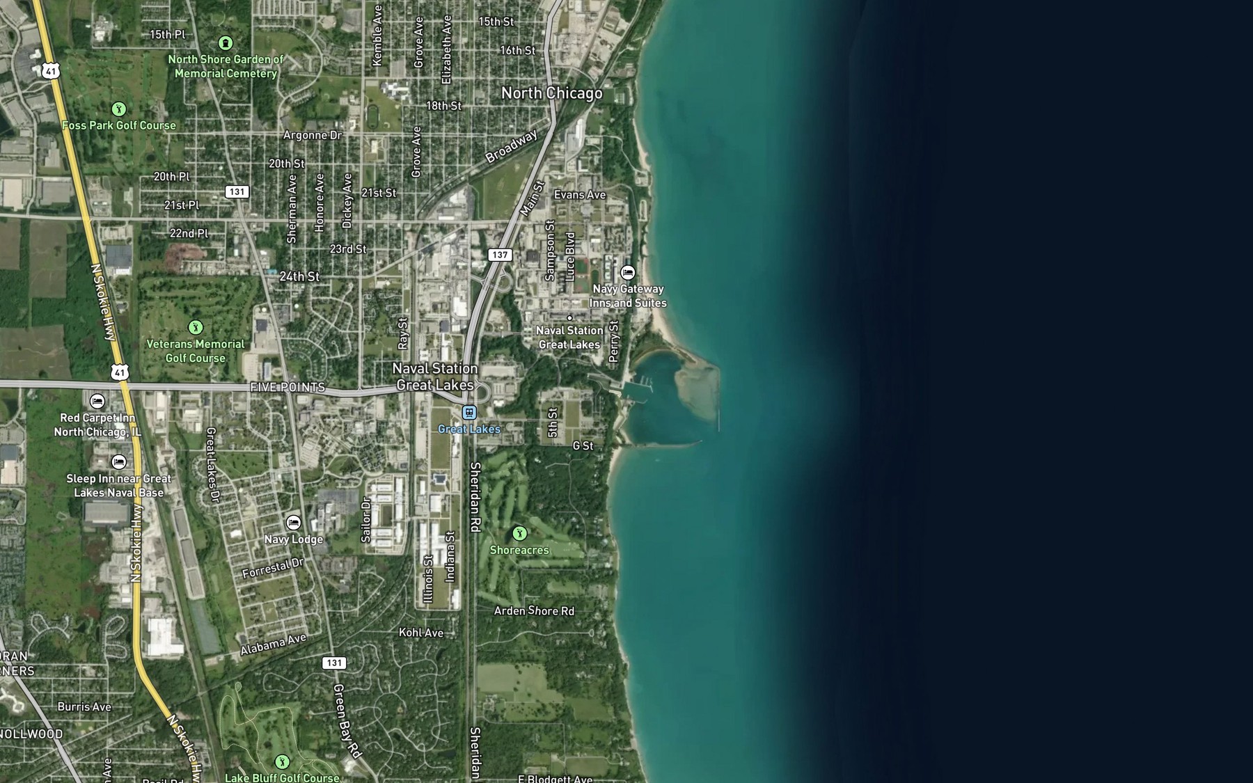 Satellite map of the Pettibone Creek