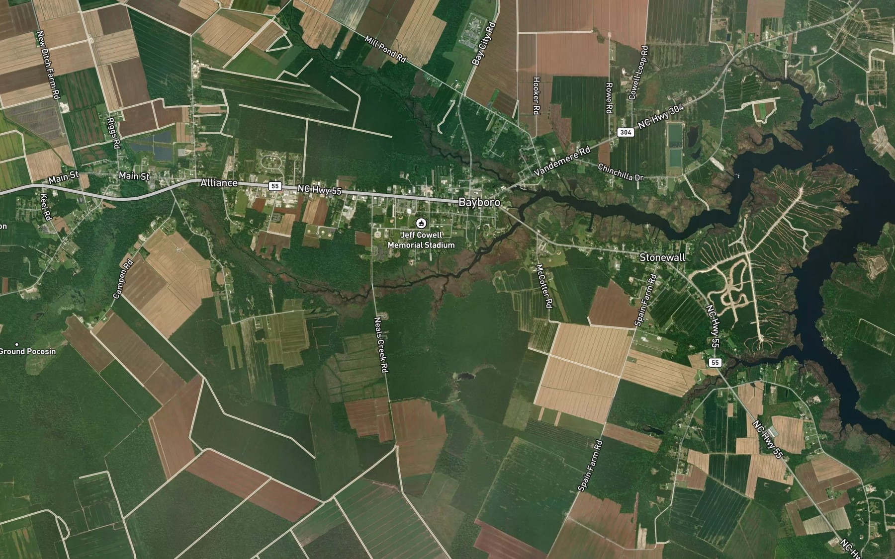 Satellite map of the Neal Creek