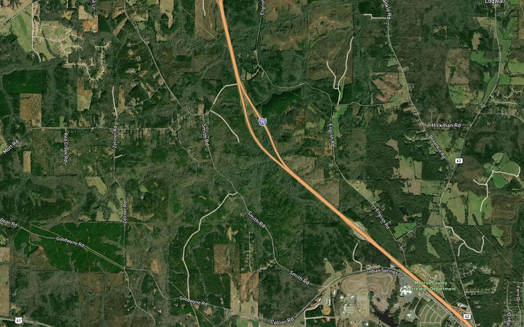Satellite map of the White Creek