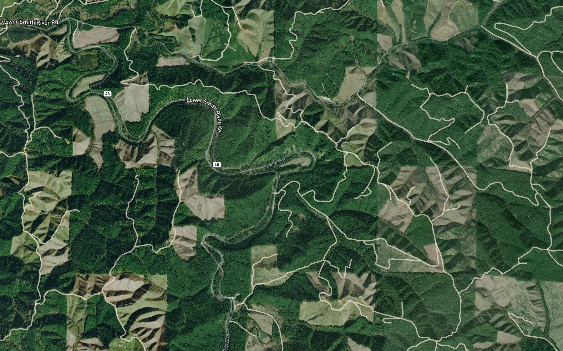 Satellite map of the Devils Club Creek