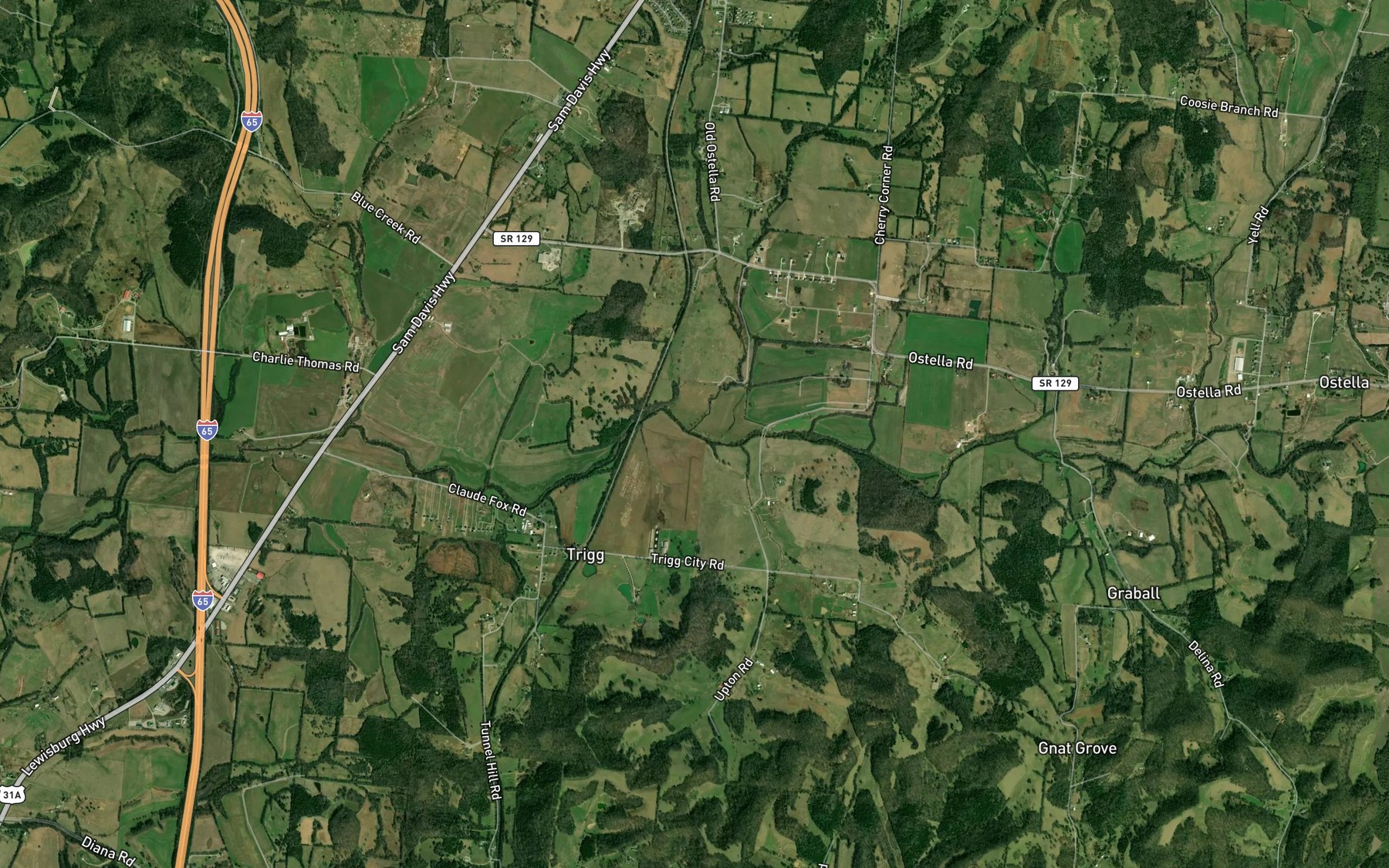 Satellite map of the Town Creek