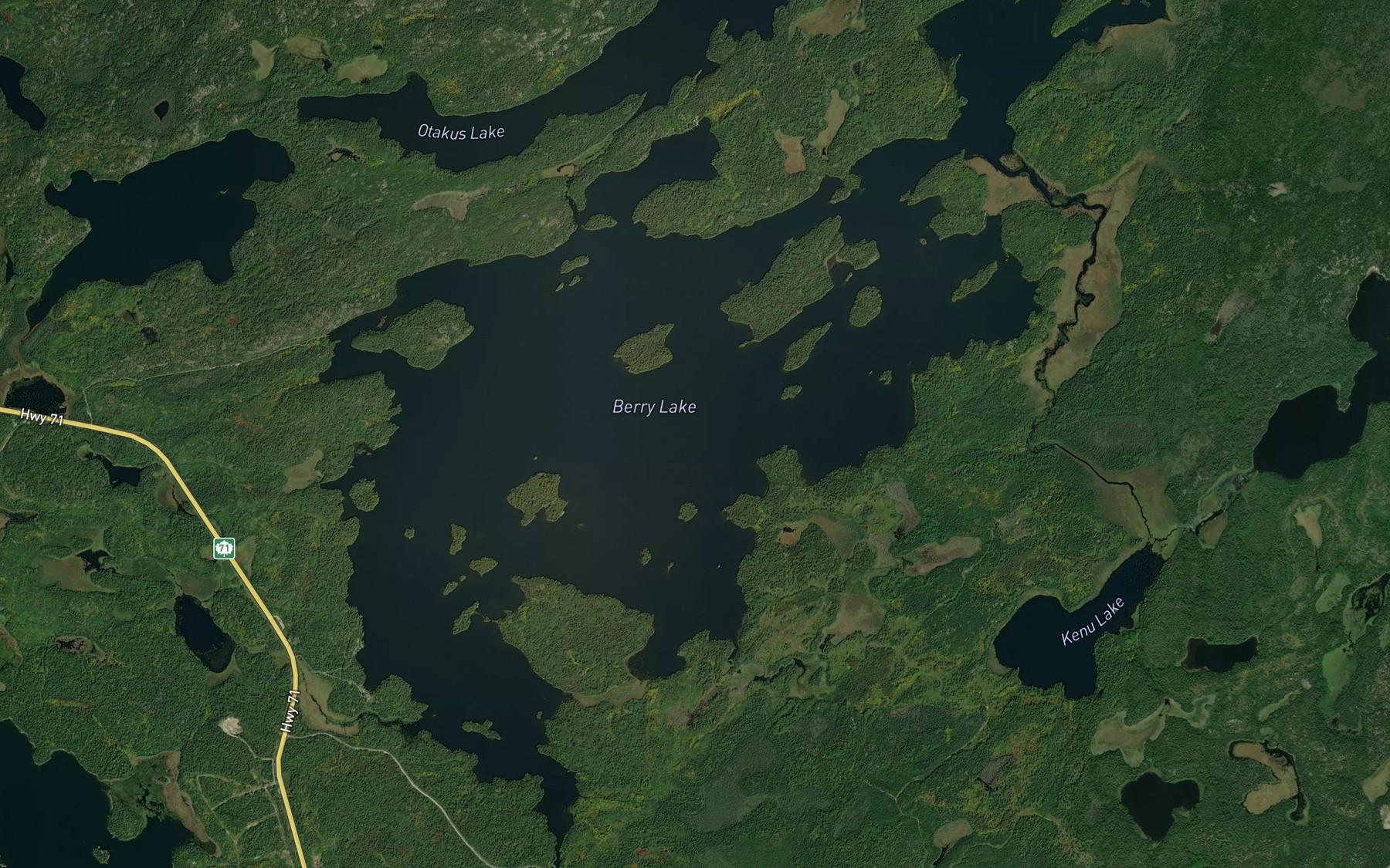 Satellite map of the Berry Lake