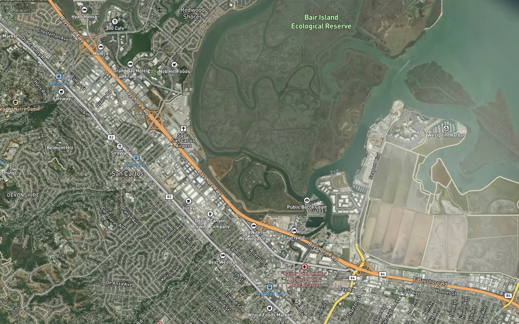 Satellite map of the Smith Slough