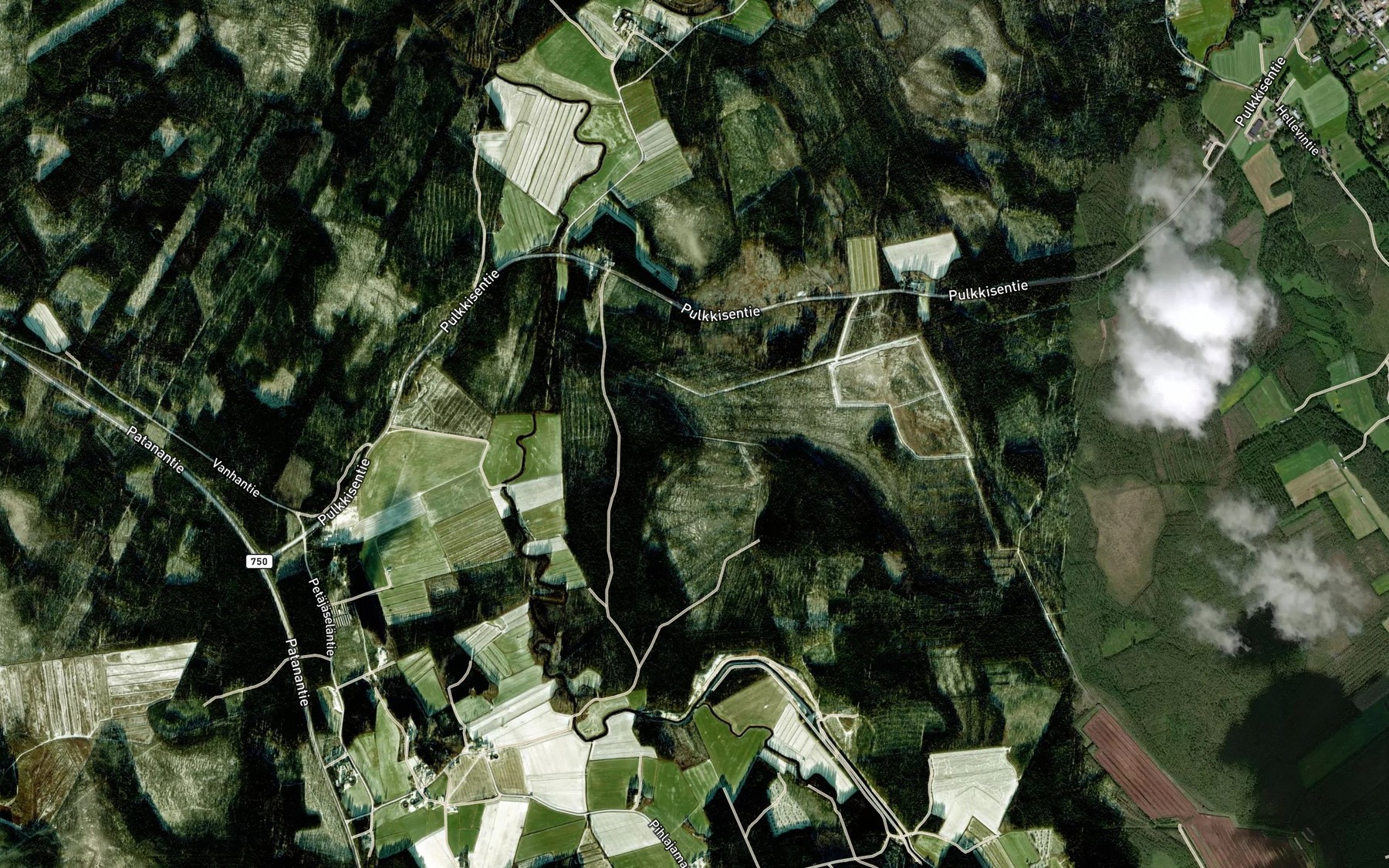 Satellite map of the Patanajoki
