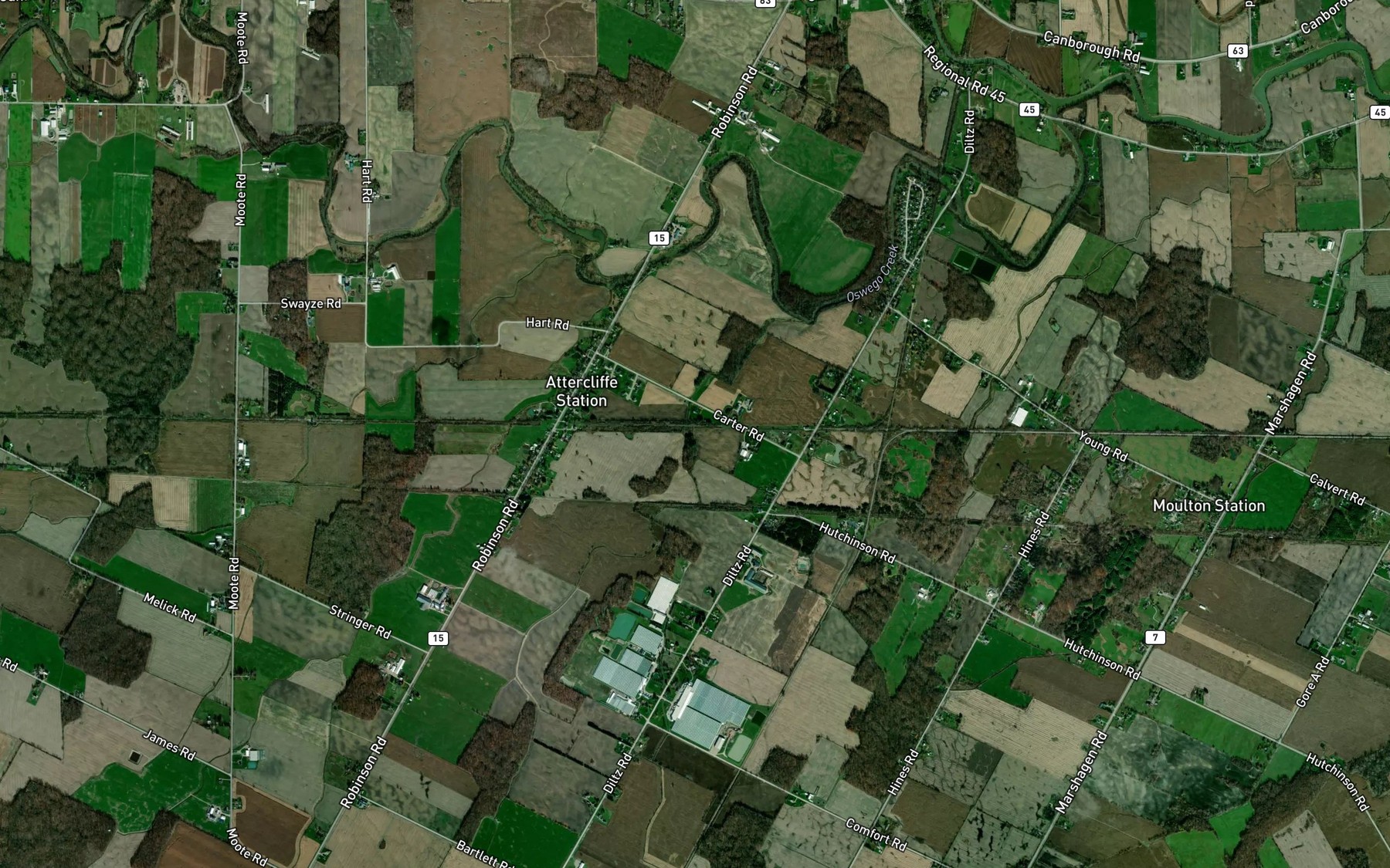 Satellite map of the Mitchener Drain