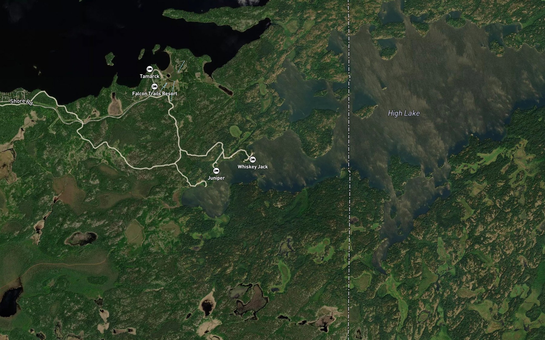 Satellite map of the Manitoba Bay