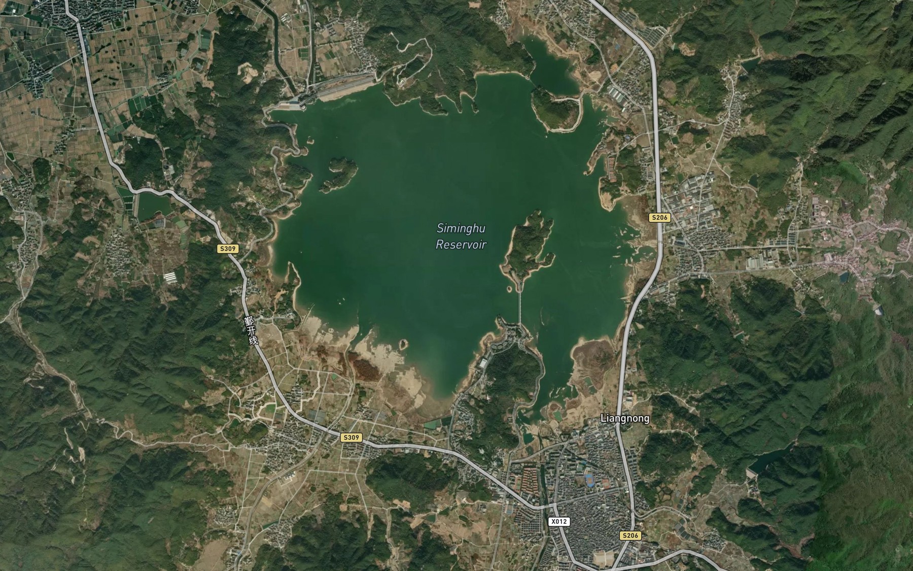 Satellite map of the Siming Hu Shuiku