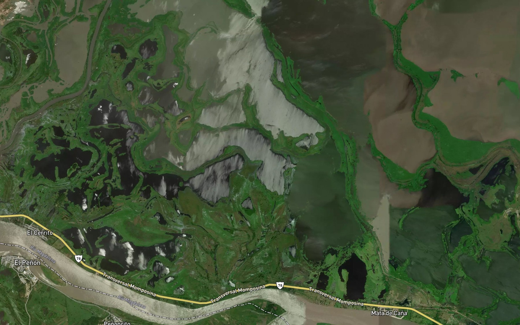 Satellite map of the Cienaga Gualumal
