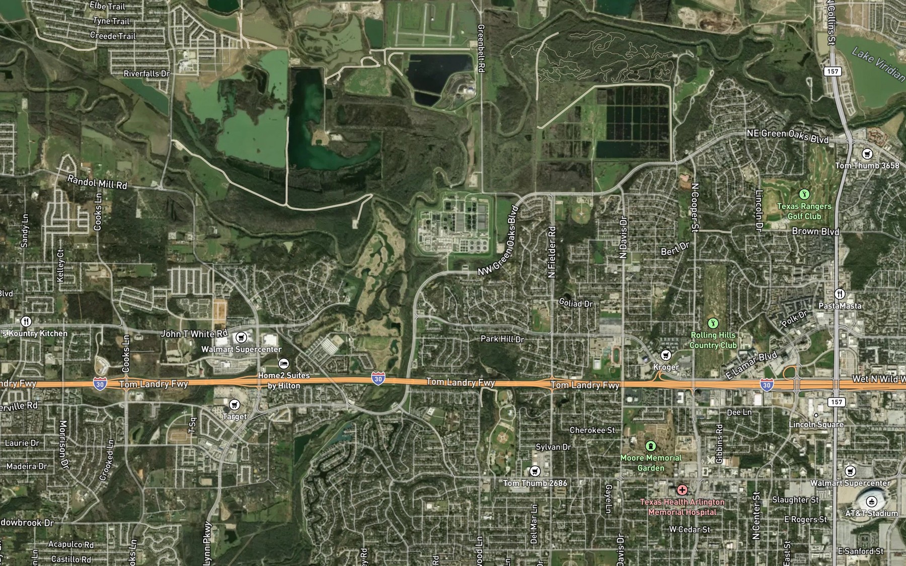 Satellite map of the Prestonwood Lake