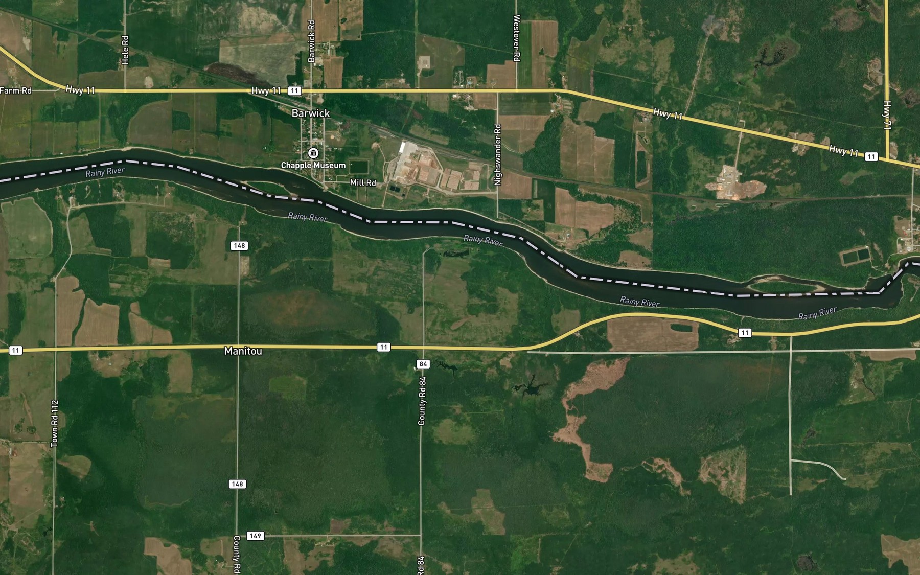 Satellite map of the Sims Creek