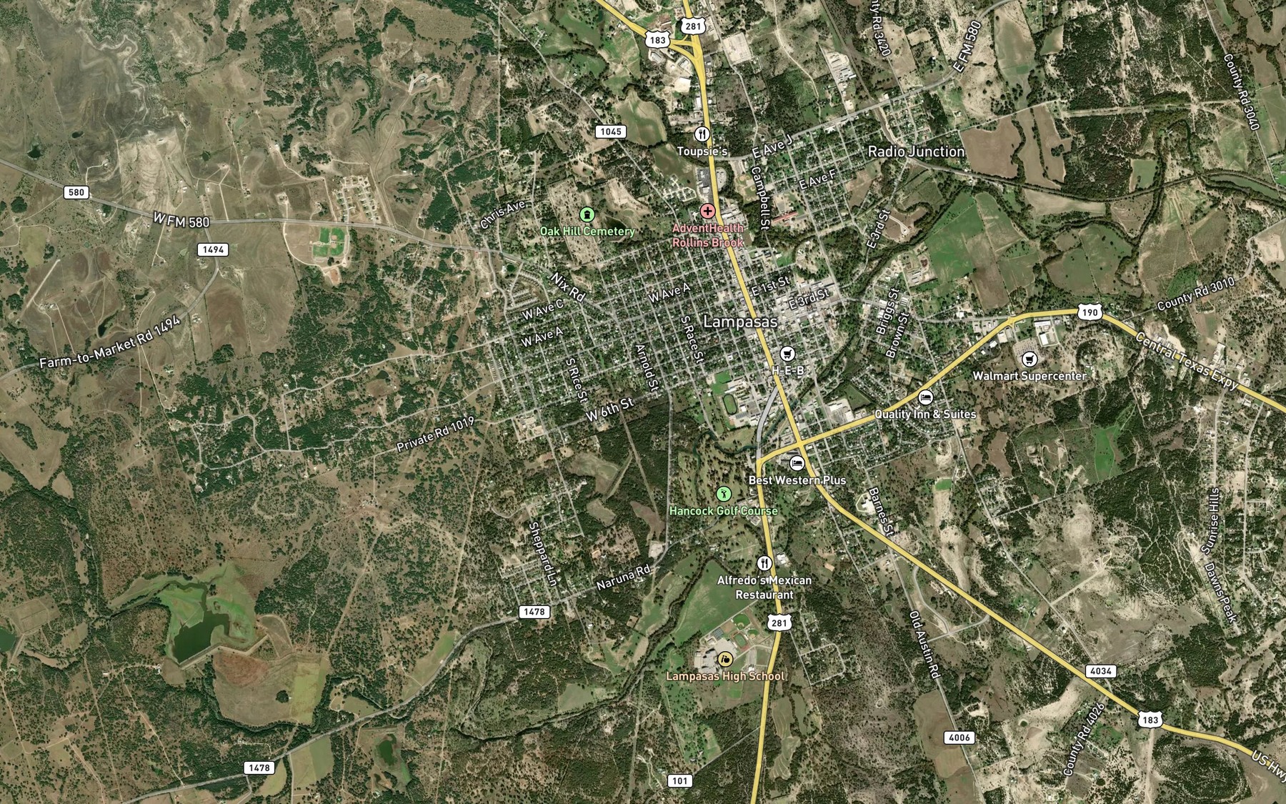Satellite map of the Swimming Pool Spring