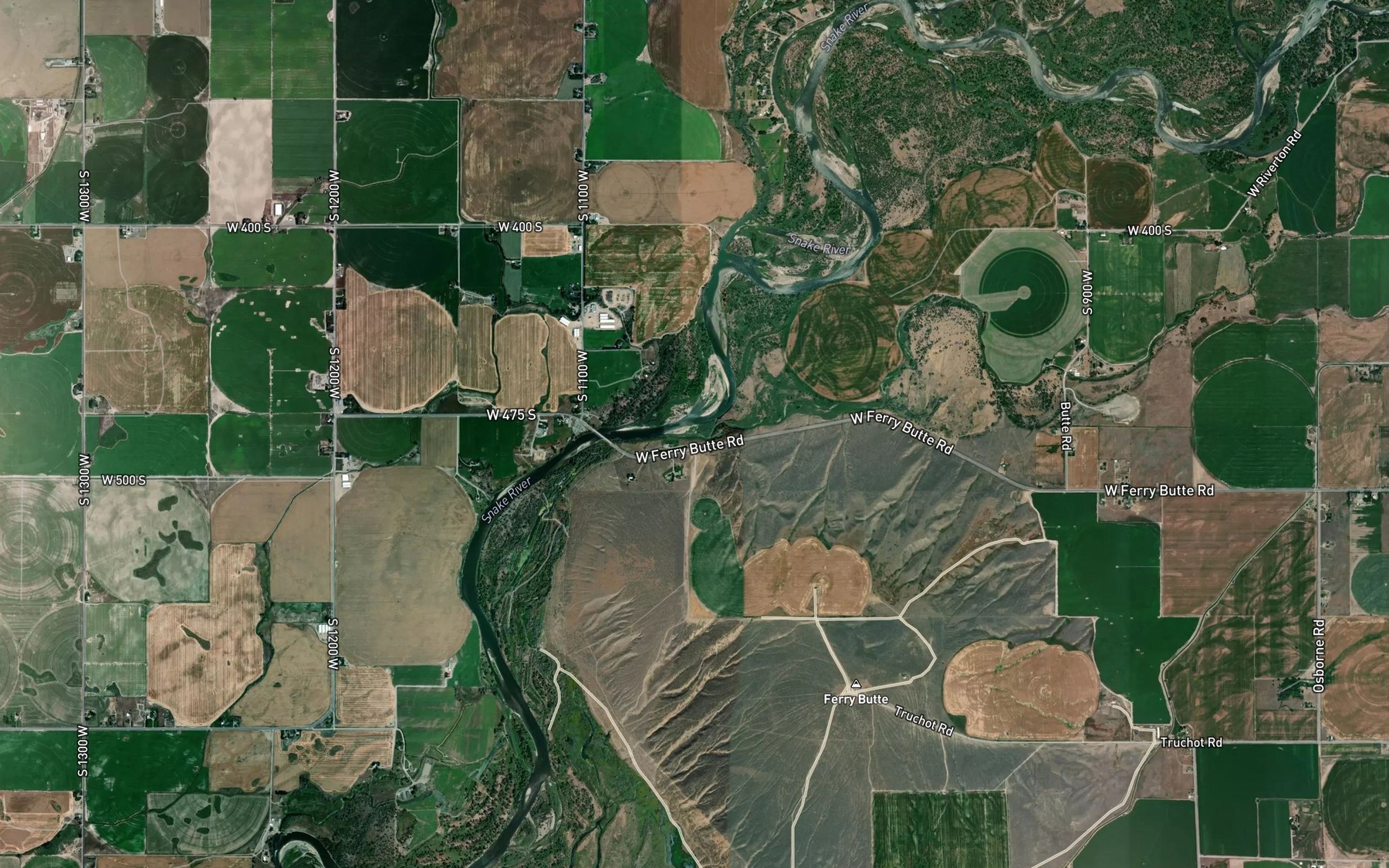 Satellite map of the Blackfoot River