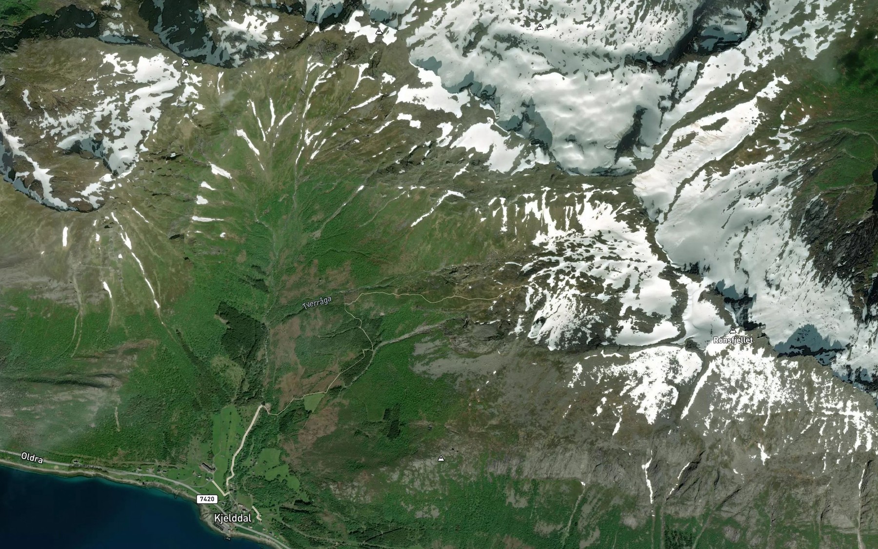 Satellite map of the Tverraga