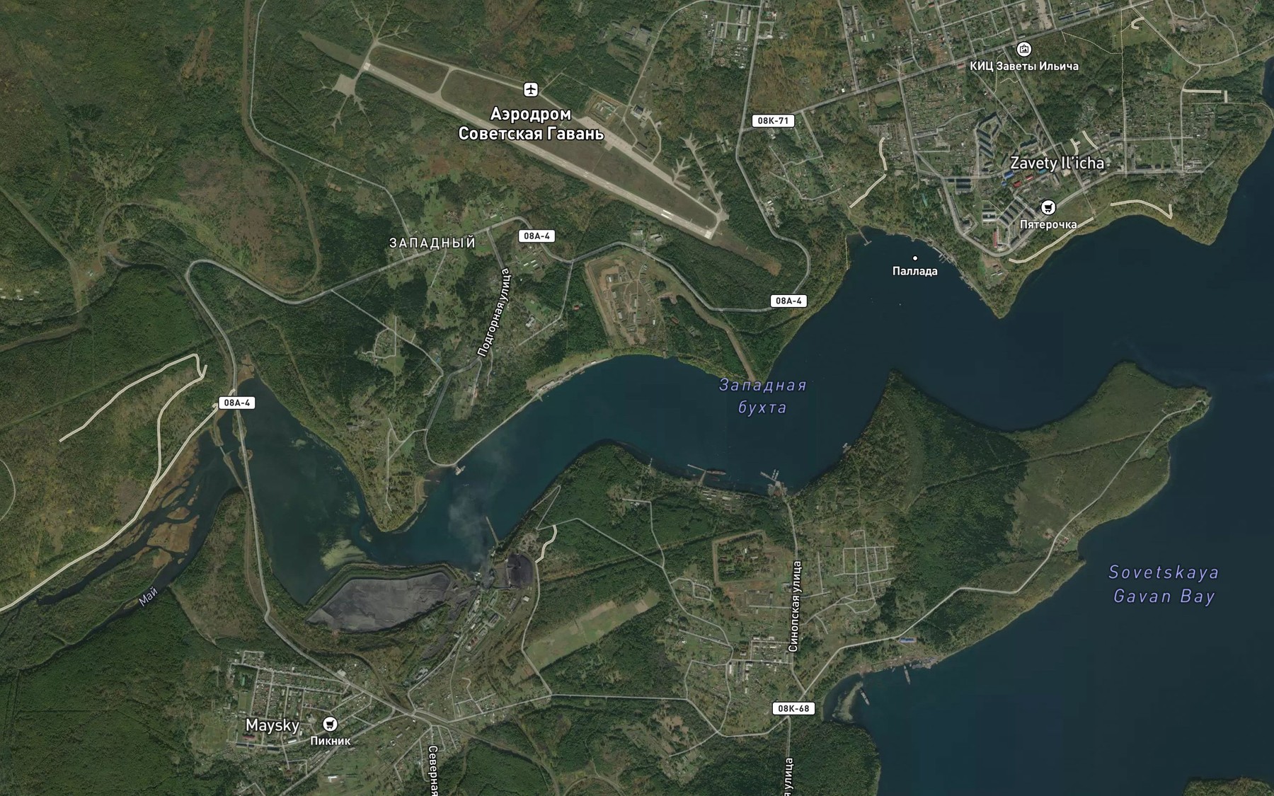 Satellite map of the Bukhta Zapadnaya
