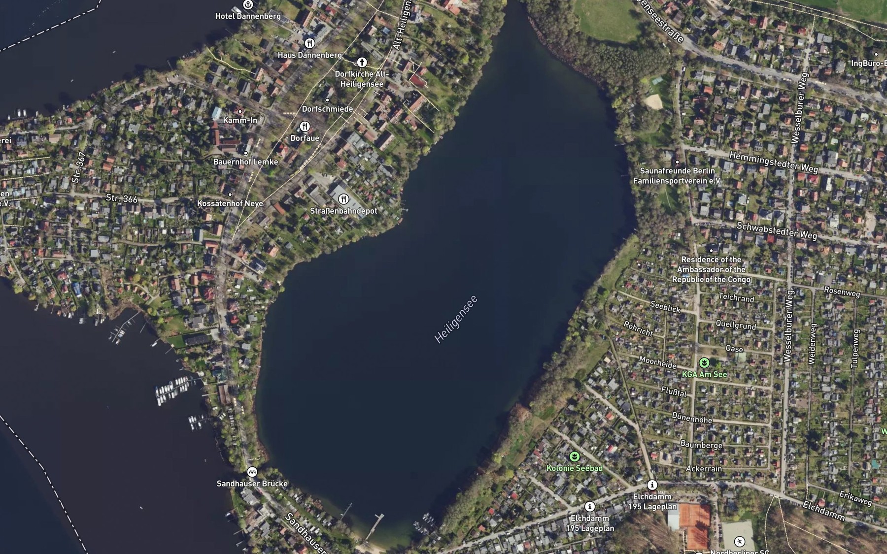 Satellite map of the Heiligensee