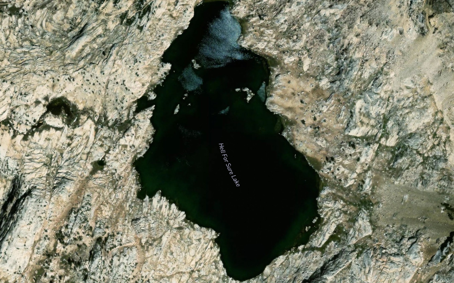 Satellite map of the Hell for Sure Lake
