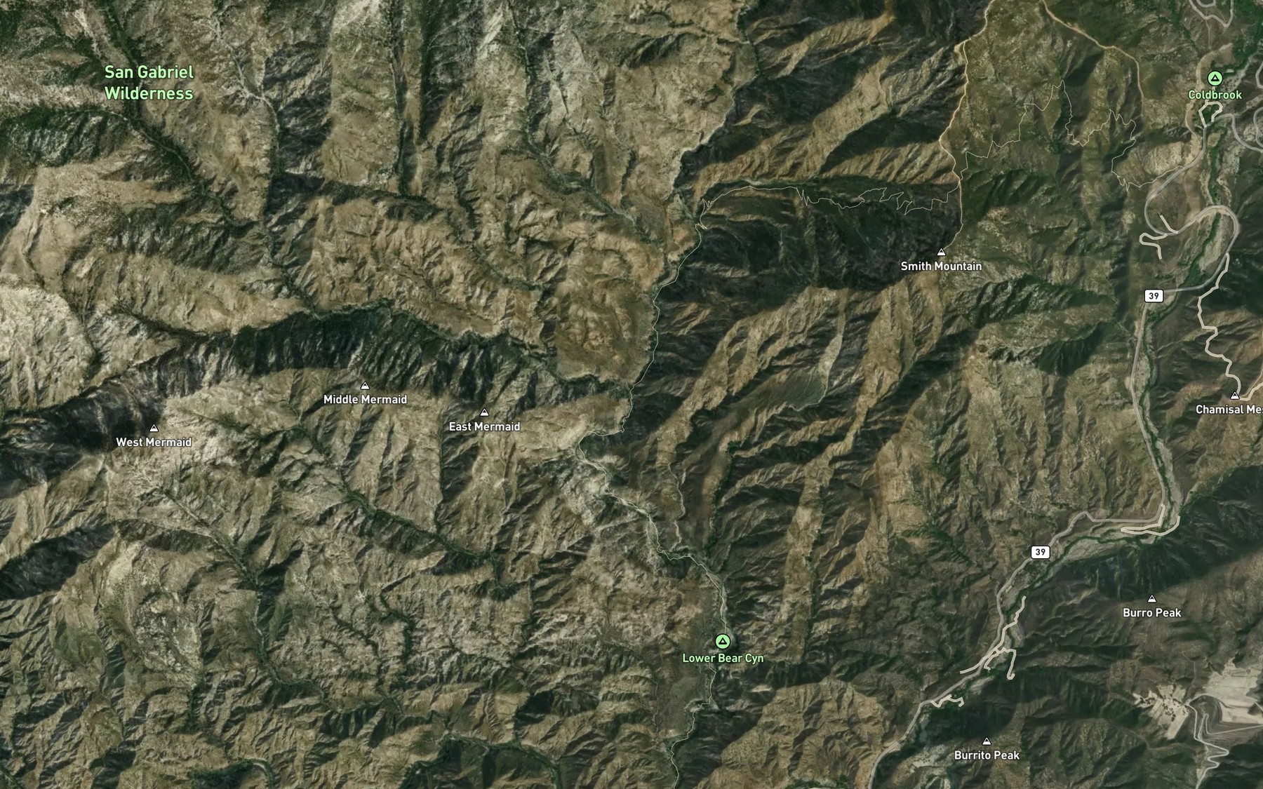 Satellite map of the West Fork Bear Creek