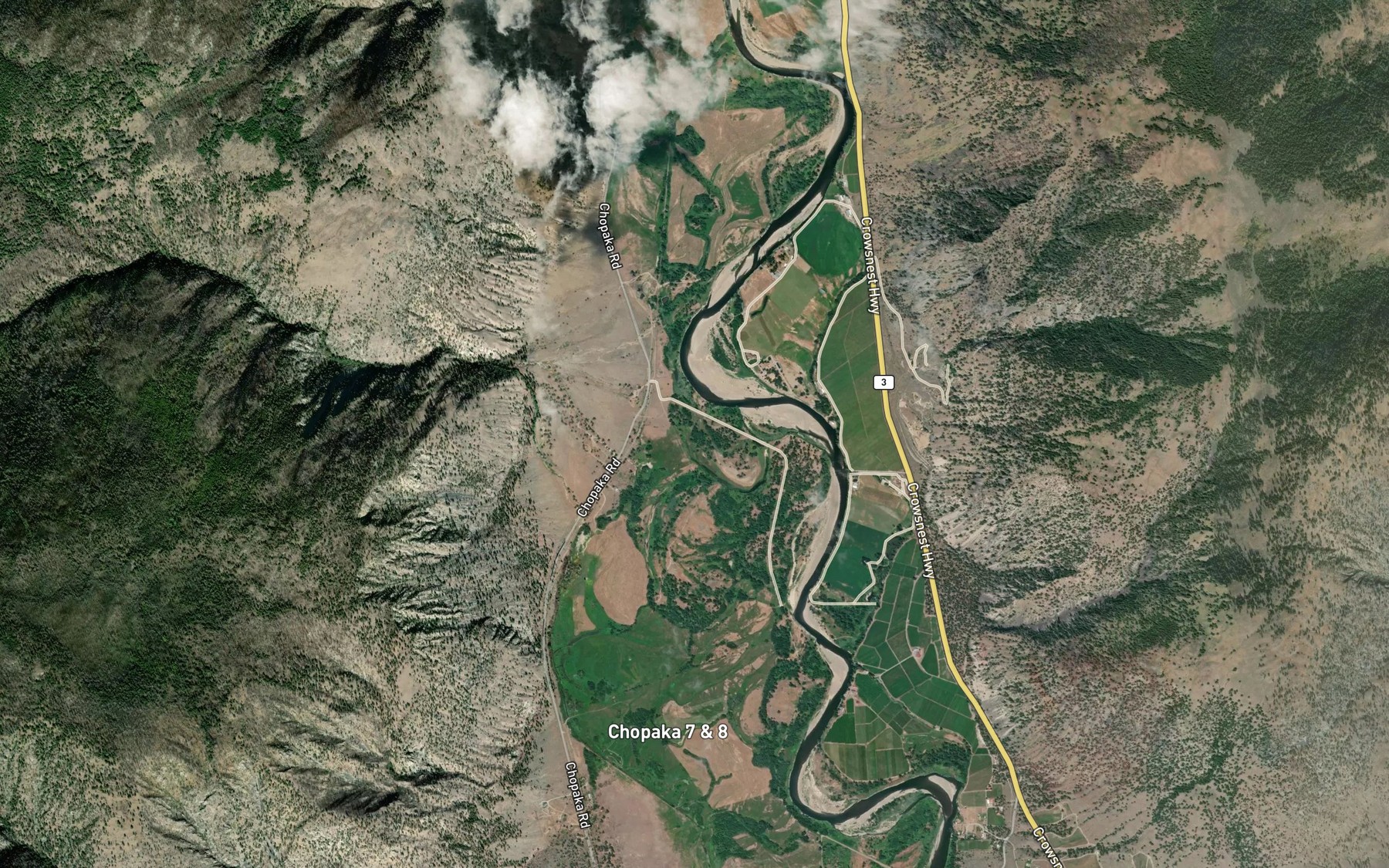 Satellite map of the Shoudy Creek
