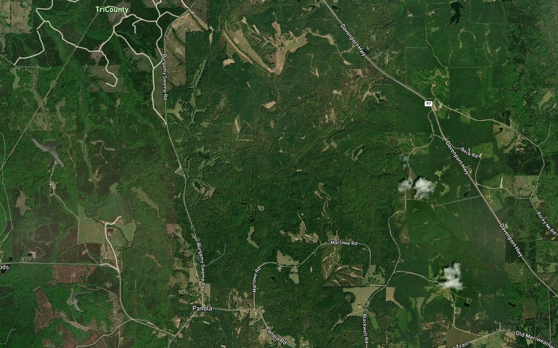 Satellite map of the Rock Branch