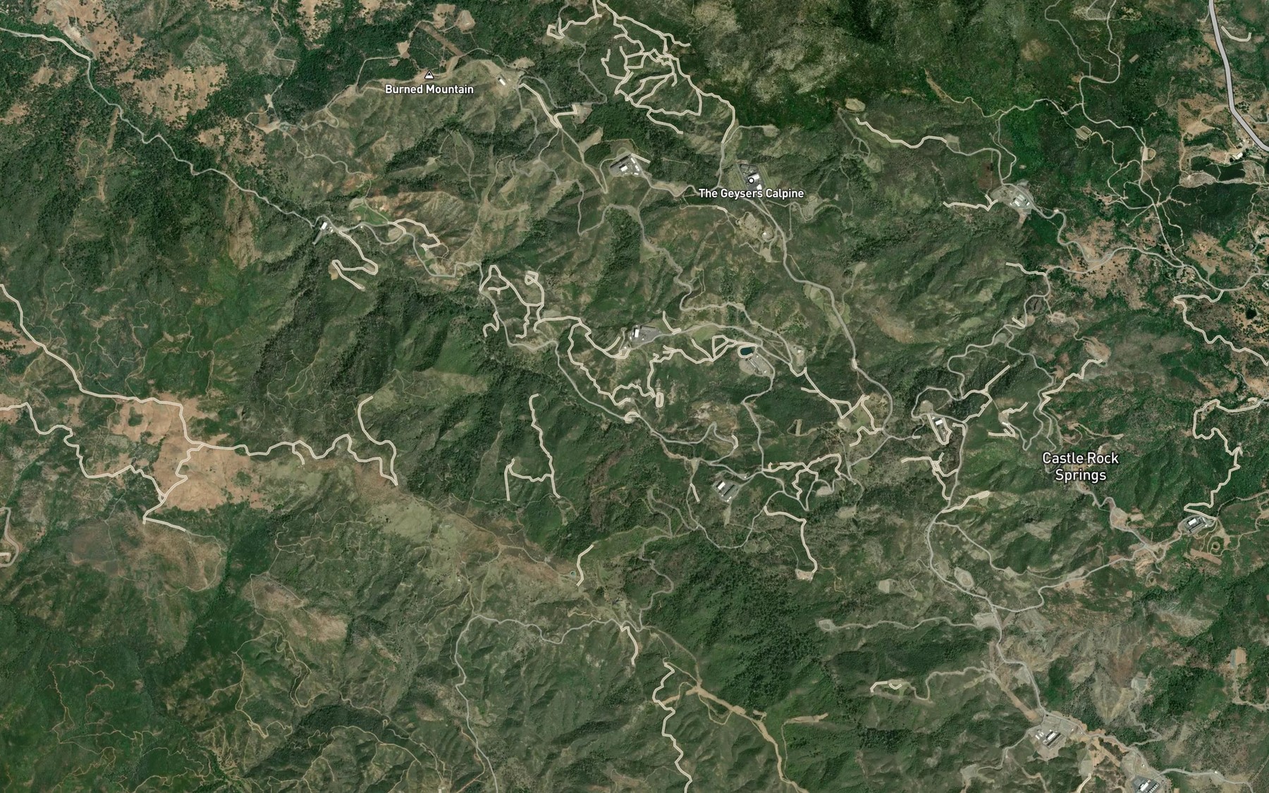 Satellite map of the The Geysers