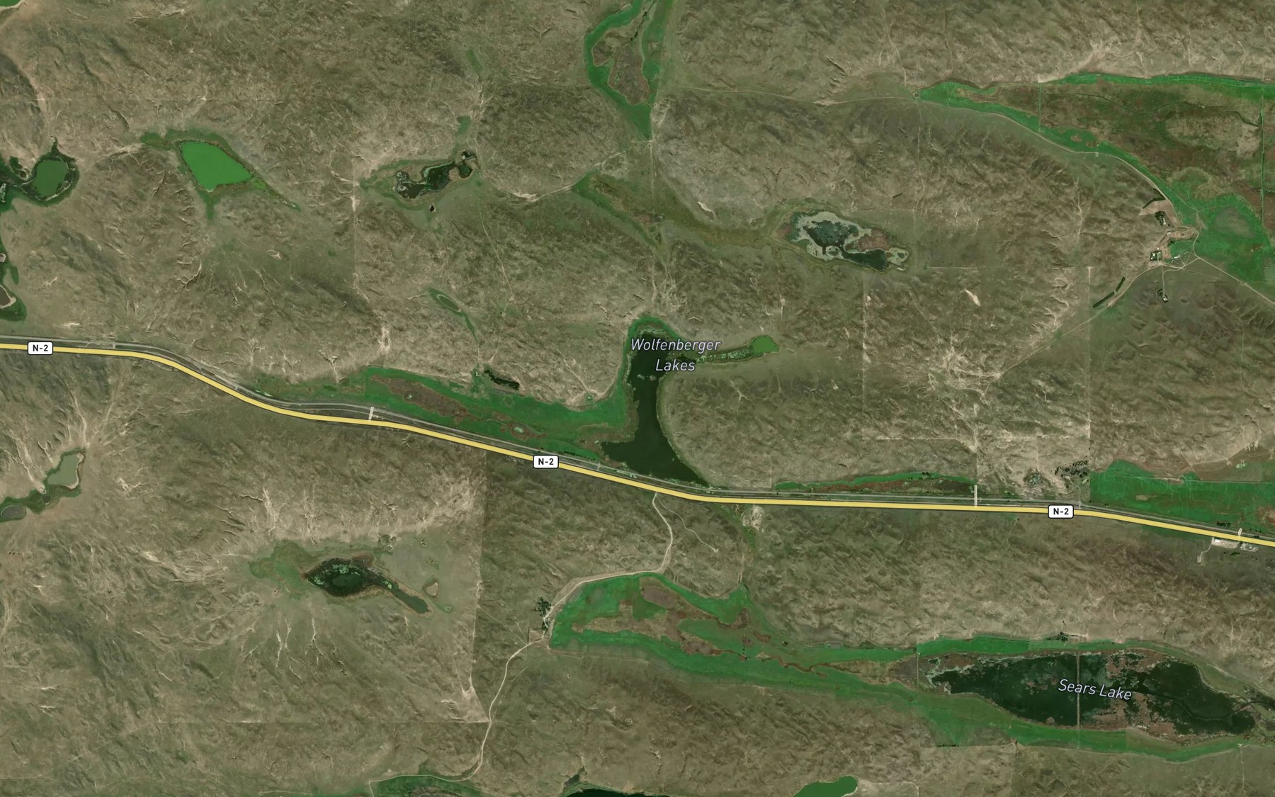 Satellite map of the Wolfenberger Lakes