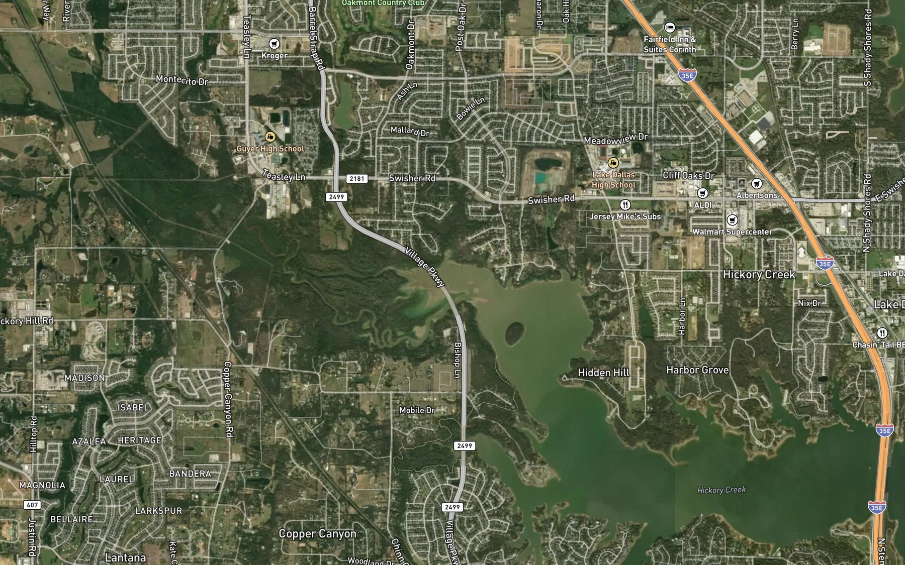 Satellite map of the Bryant Branch