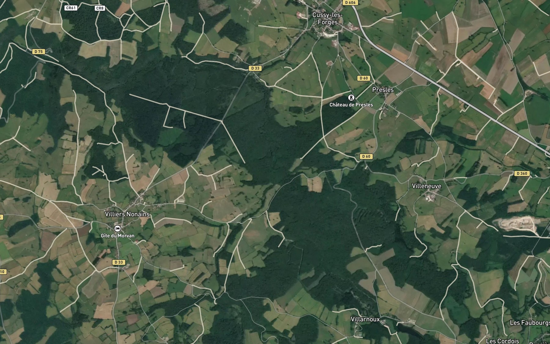 Satellite map of the Ruisseau Creusant
