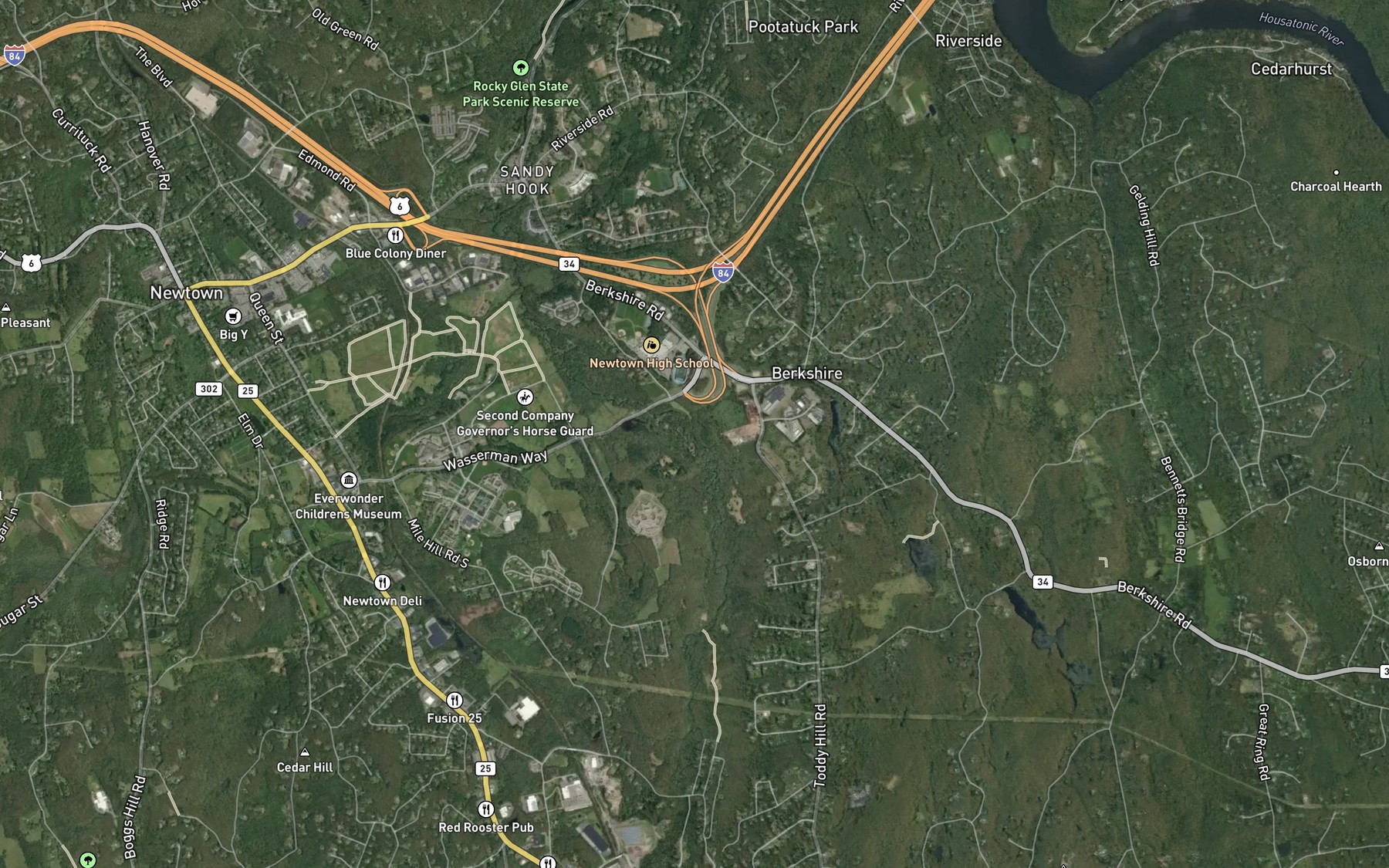 Satellite map of the Curtis Pond Brook