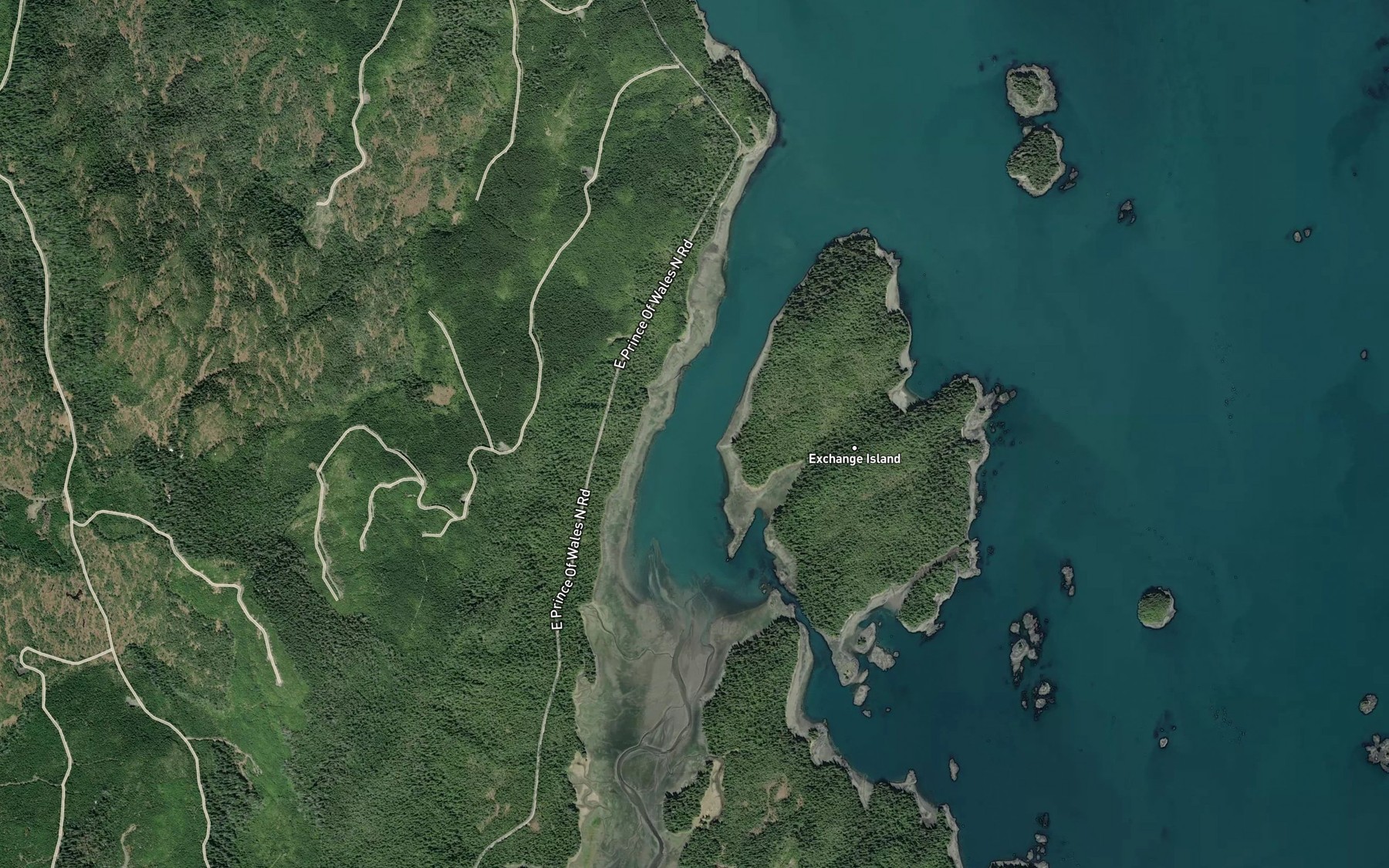 Satellite map of the Exchange Cove