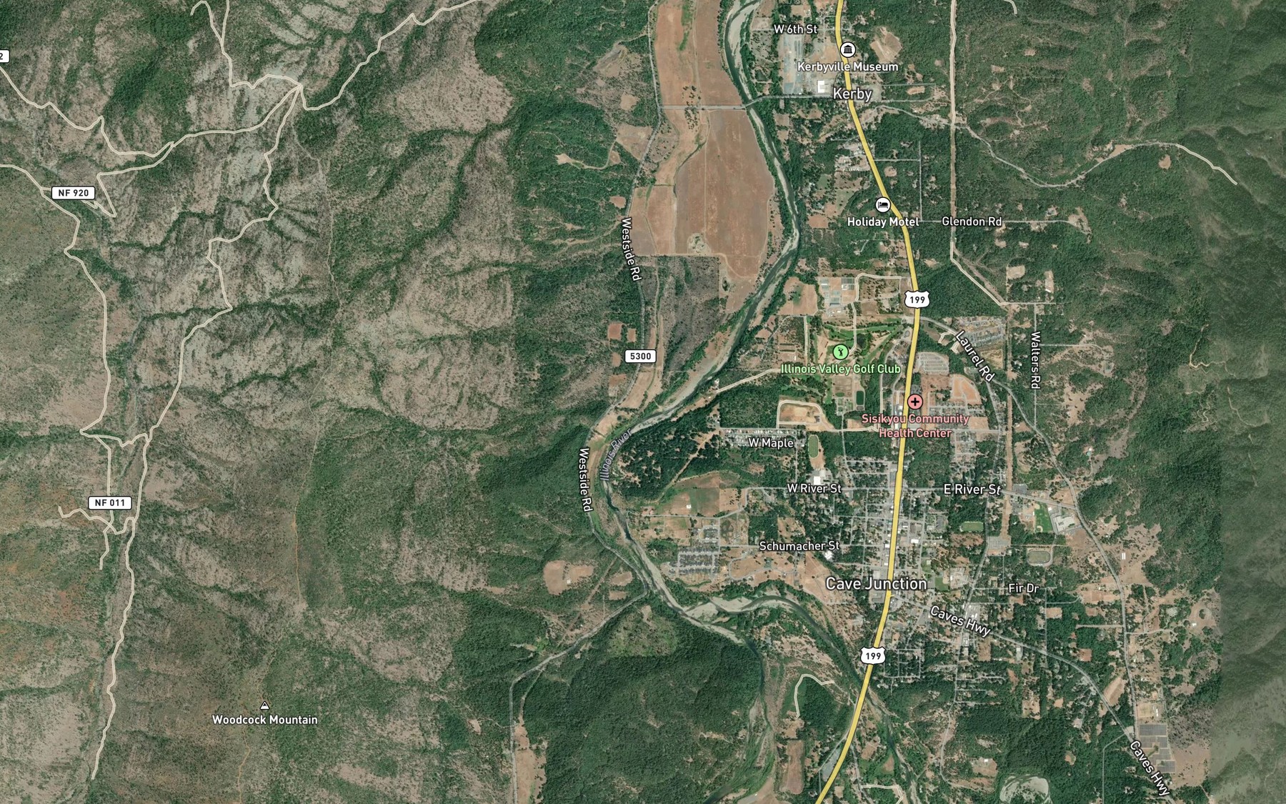 Satellite map of the Jimmy Creek