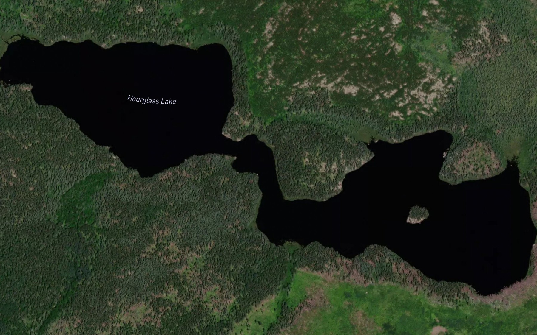 Satellite map of the Hourglass Lake