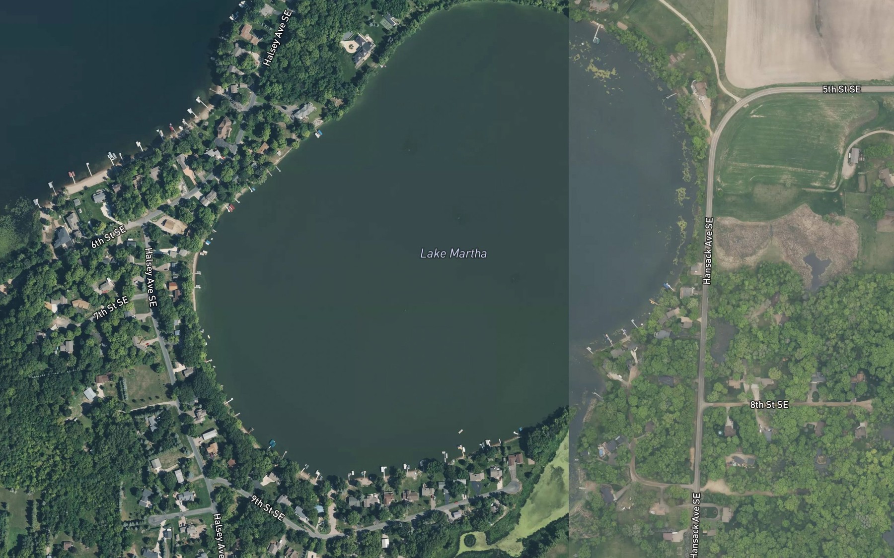 Satellite map of the Lake Martha