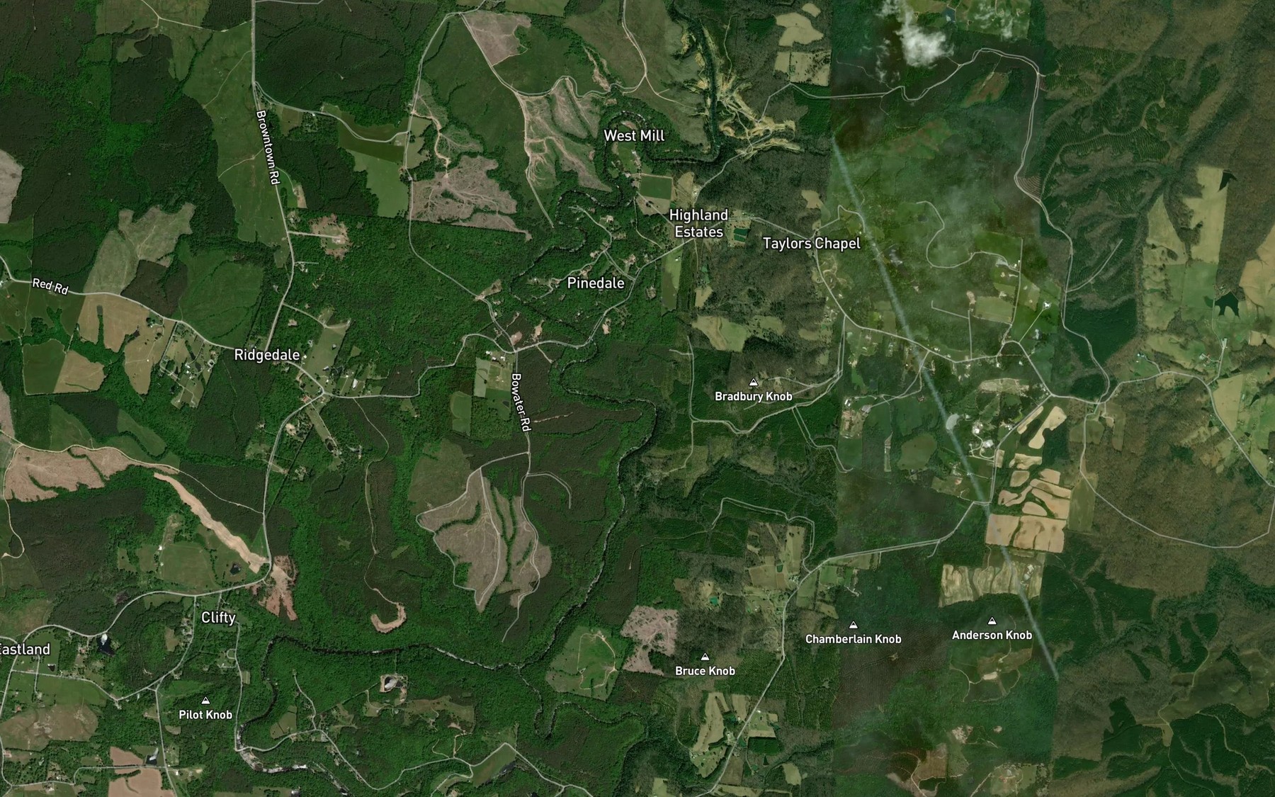 Satellite map of the Bradbury Branch