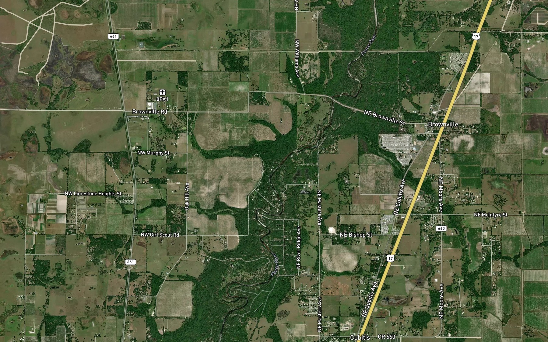 Satellite map of the Hampton Branch