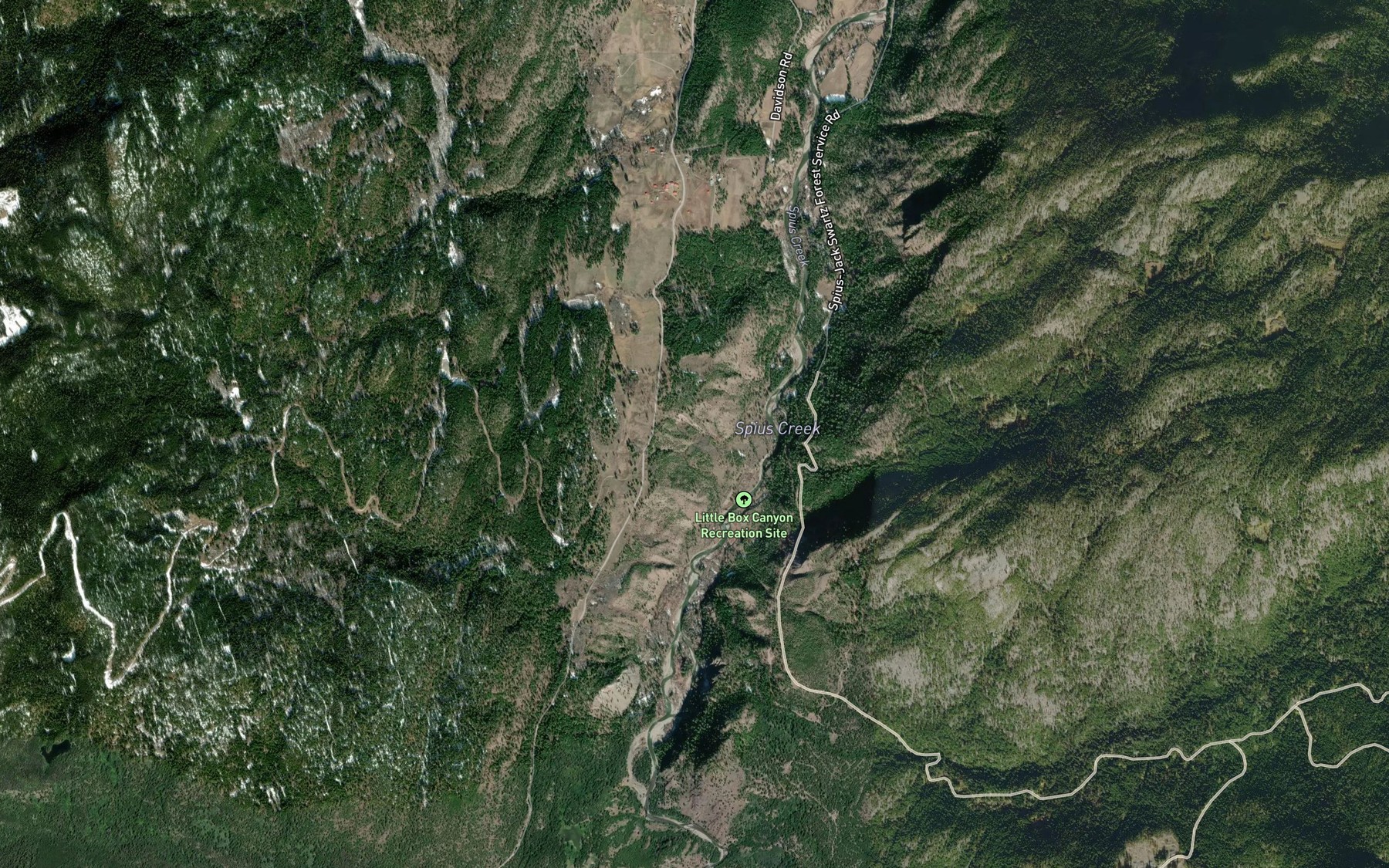 Satellite map of the August Creek