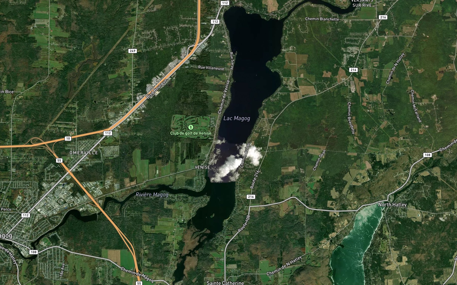 Satellite map of the Lac Magog