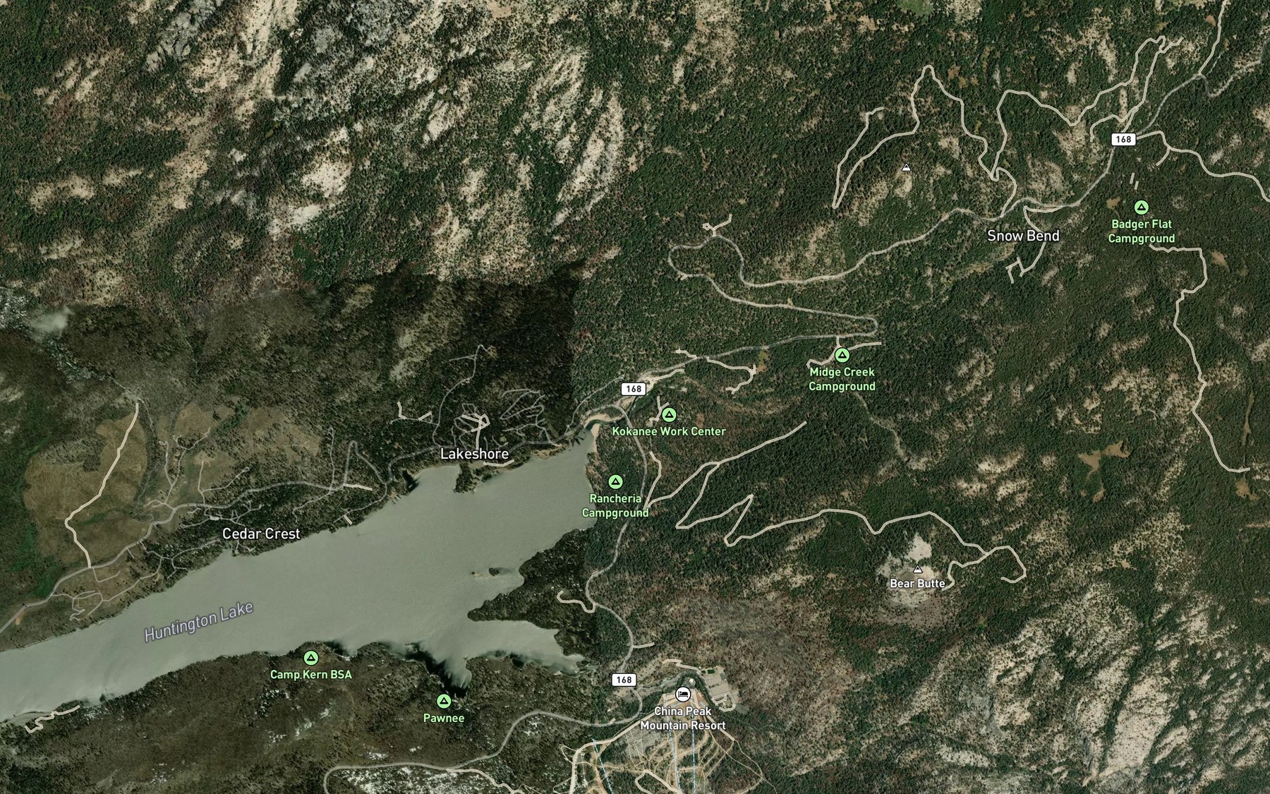 Satellite map of the Rancheria Creek