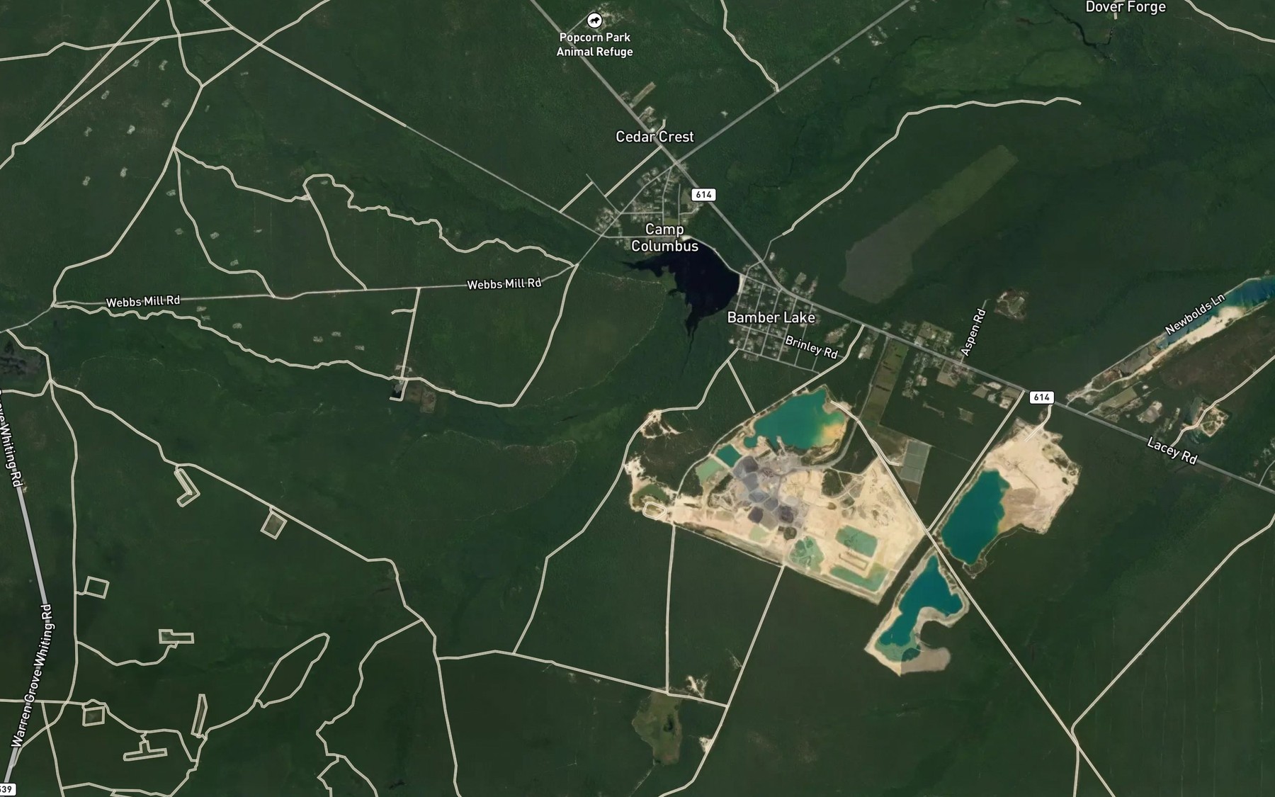 Satellite map of the Webbs Mill Branch