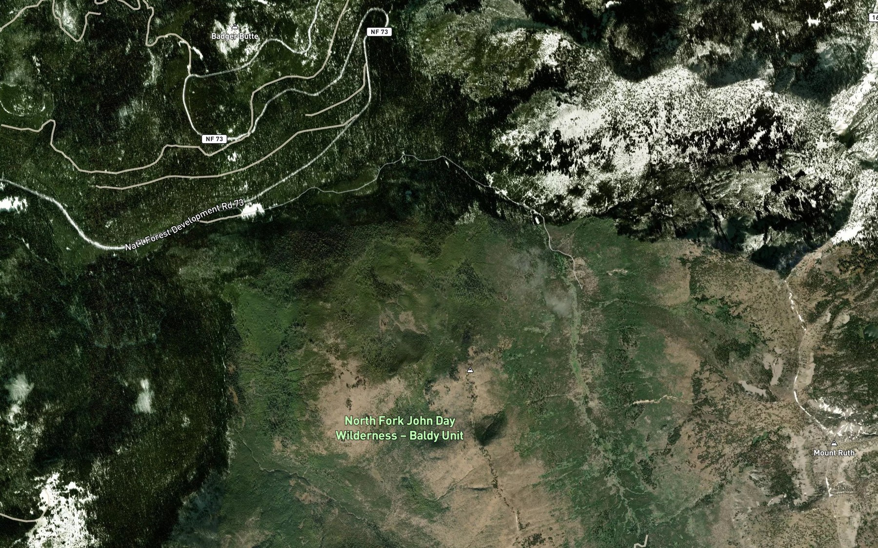 Satellite map of the Peavy Creek